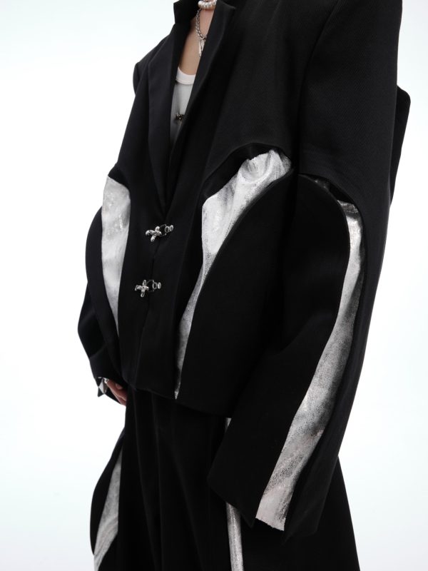 Deconstructed Twill Suit Jacket Fashion - Image 4