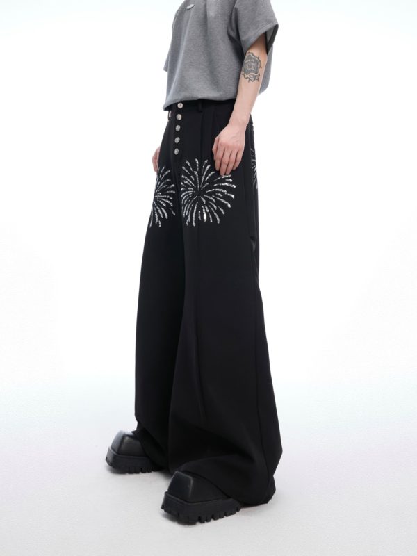 Sequined Button Wide Leg Pants Supply - Image 2