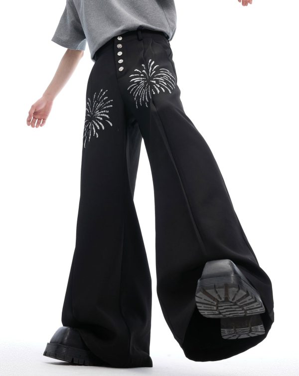 Sequined Button Wide Leg Pants Supply - Image 3