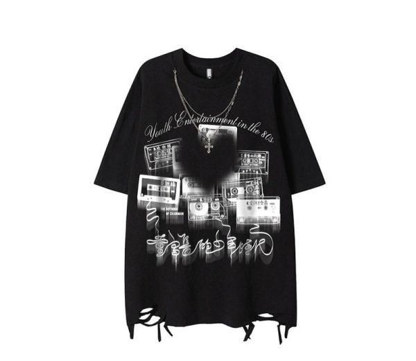 Hip-Hop Oversize Graphic Pullover Tee Sale