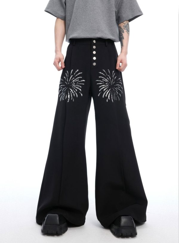 Sequined Button Wide Leg Pants Supply