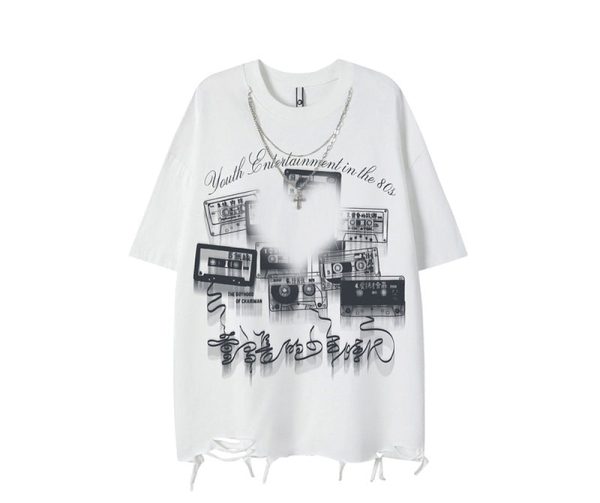 Hip-Hop Oversize Graphic Pullover Tee Sale - Image 2