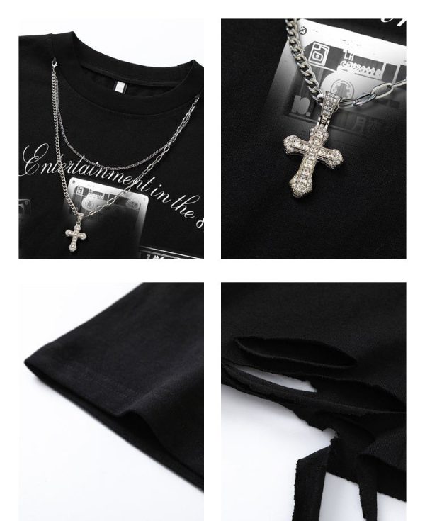 Hip-Hop Oversize Graphic Pullover Tee Sale - Image 3