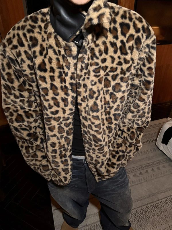 Reversible Leopard Print Leather Jacket Online Sale - Image 4