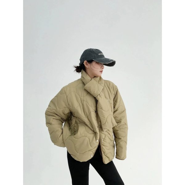 Scarf Attachment Quilted Puffer Coat Online Sale - Image 4