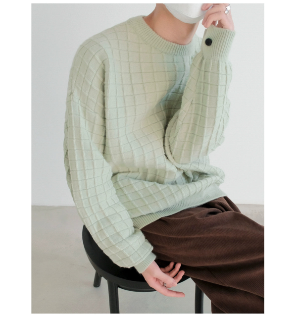 3D Plaid Drop Shoulder Sweater For Discount - Image 2
