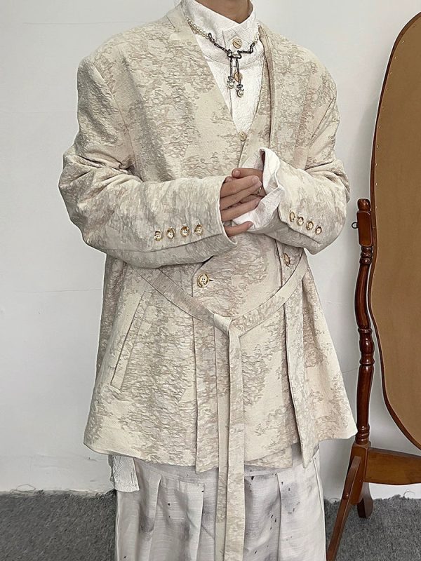 Japanese Vintage Pattern Linen Blazer Sale - Image 3