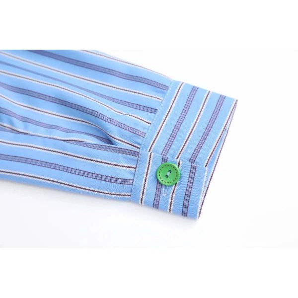 Patchwork Pinstripe Button-Up Shirt Online Hot Sale - Image 5