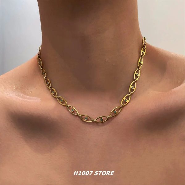 Golden Titanium Steel Necklace Online Sale