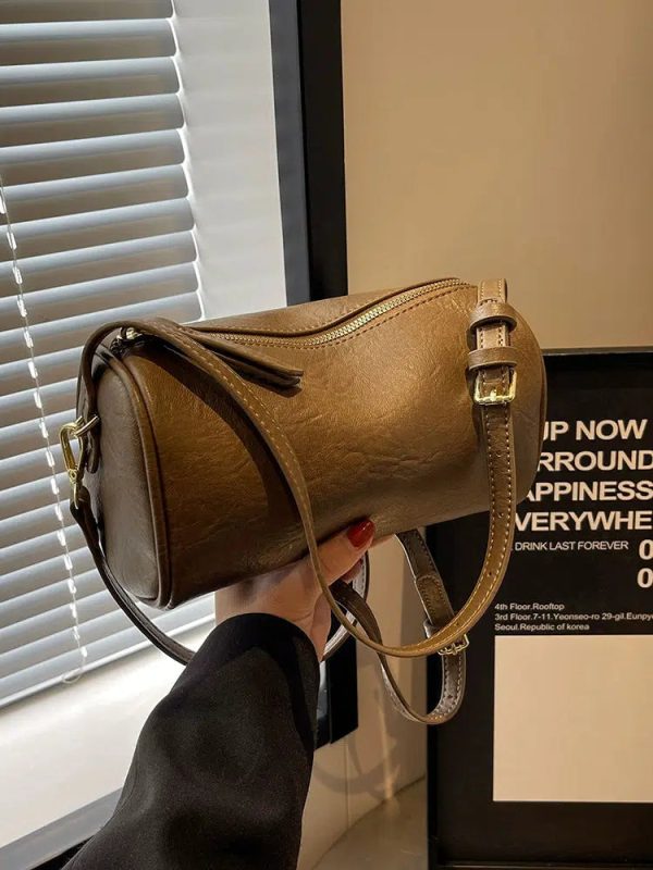 Leather Cylinder Shoulder Bag Discount