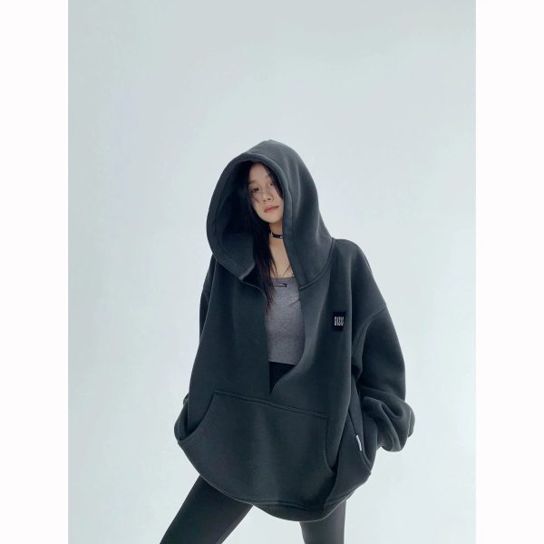 V-neck Embroidery Hoodie For Sale - Image 2