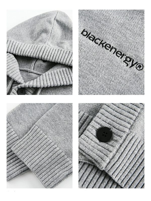 Hooded Button-Up Knit Cardigan Sweater Online Hot Sale - Image 3