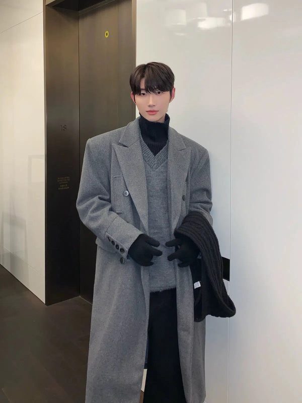 Slim-fit Long Woolen Coat Cheap - Image 4