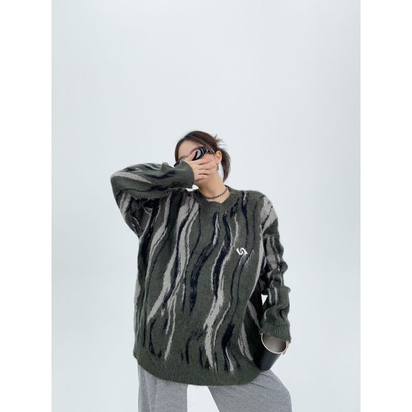 Abstract Patterned Oversized Sweater Cheap - Image 5
