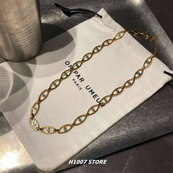Golden Titanium Steel Necklace Online Sale - Image 5