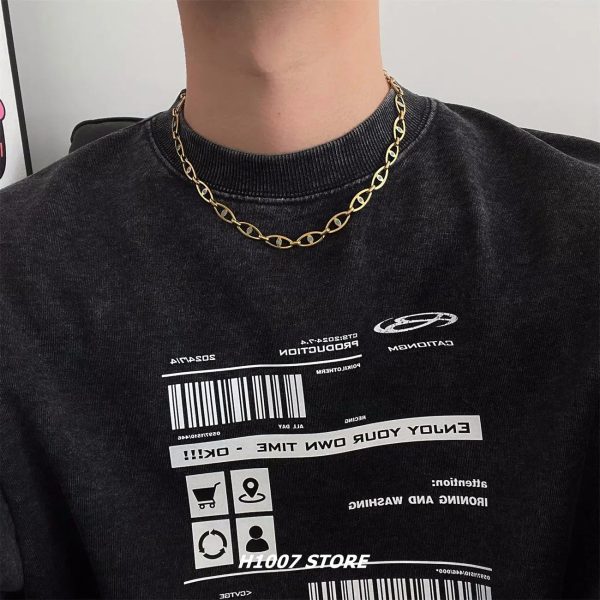 Golden Titanium Steel Necklace Online Sale - Image 2