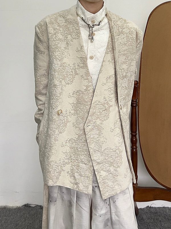 Japanese Vintage Pattern Linen Blazer Sale - Image 4