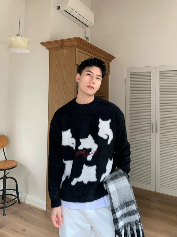 Plush Knit Cat Graphic Sweater Hot on Sale - Image 5
