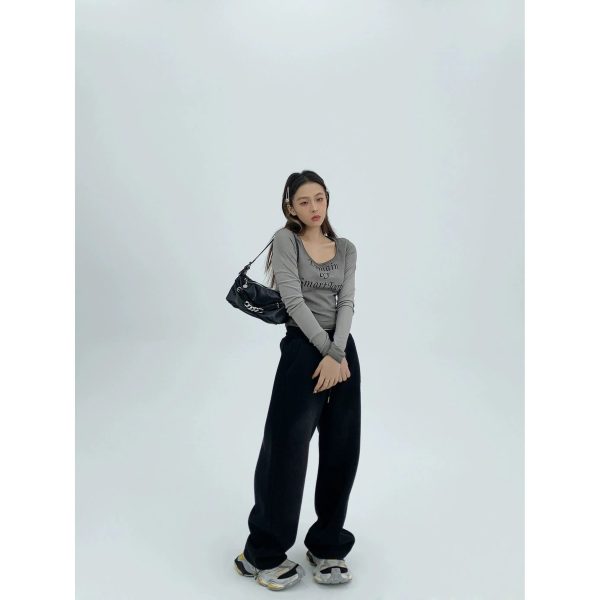 Embroidered Wide-Leg Sport Pants Discount - Image 5