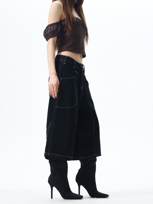 Loose Cropped Denim Pants Online Sale - Image 4