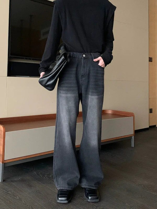 Dark Grey Denim Flared Pants on Sale - Image 3