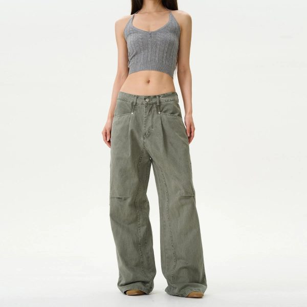 Washed Vintage Straight-leg Jeans Hot on Sale - Image 2