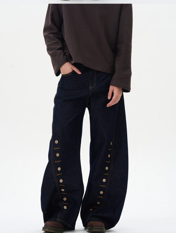 Buttoned Deconstructed Denim Pants Online now - Image 4