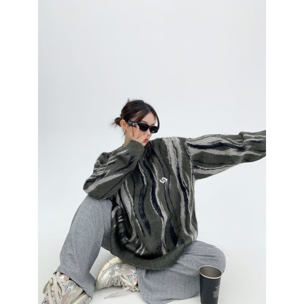 Abstract Patterned Oversized Sweater Cheap - Image 4