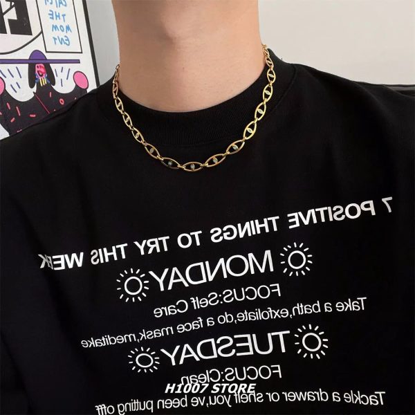 Golden Titanium Steel Necklace Online Sale - Image 3