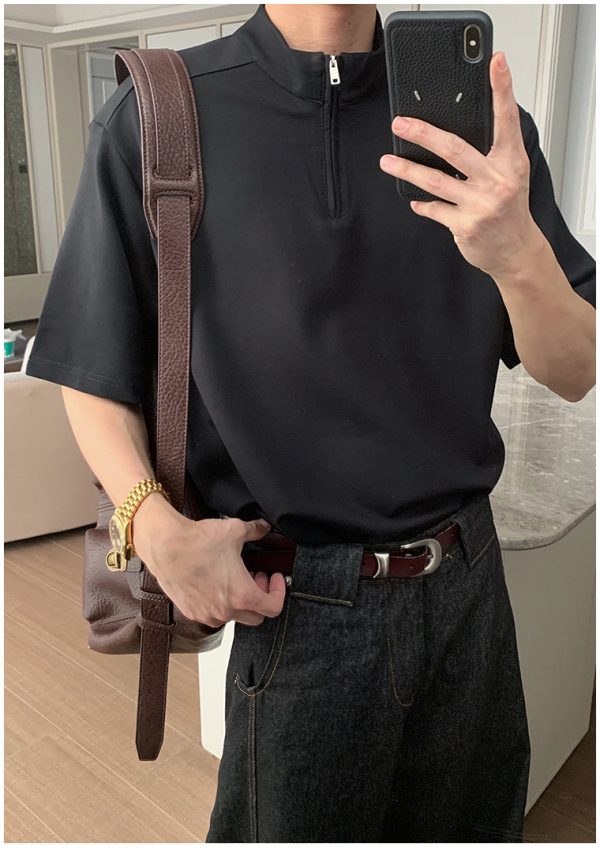 Short-Sleeve Half-Zip Polo Shirt For Sale - Image 4