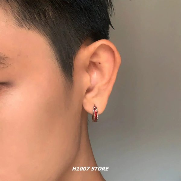 Red Hoop Earrings Fashion - Image 3