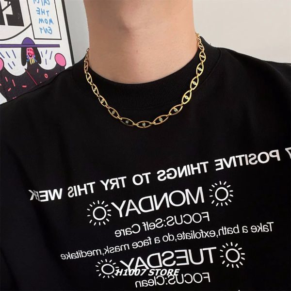 Golden Titanium Steel Necklace Online Sale - Image 4
