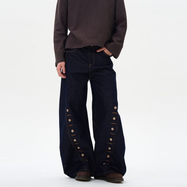 Buttoned Deconstructed Denim Pants Online now