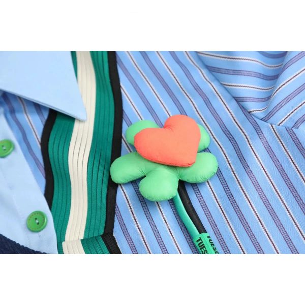 Patchwork Pinstripe Button-Up Shirt Online Hot Sale - Image 3