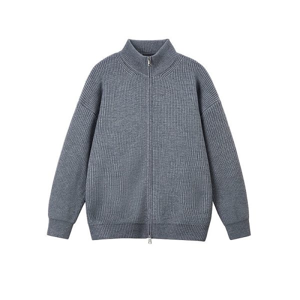High Collar Knit Cardigan Sweater For Sale