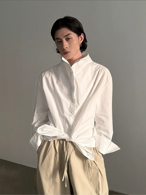 High Collar Long Sleeve Shirt For Cheap