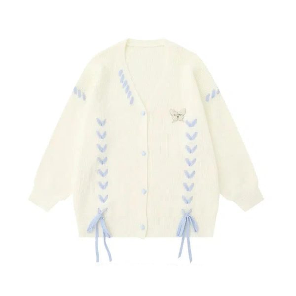 Embroidery Button Closure Knit Cardigan For Sale
