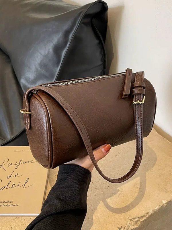 Leather Cylinder Shoulder Bag Discount - Image 5