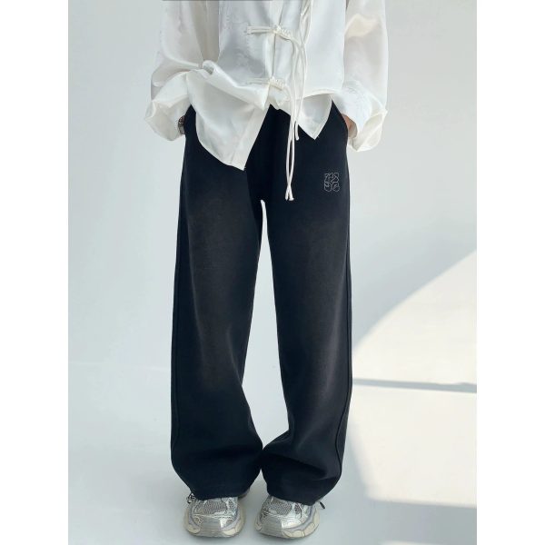 Embroidered Wide-Leg Sport Pants Discount