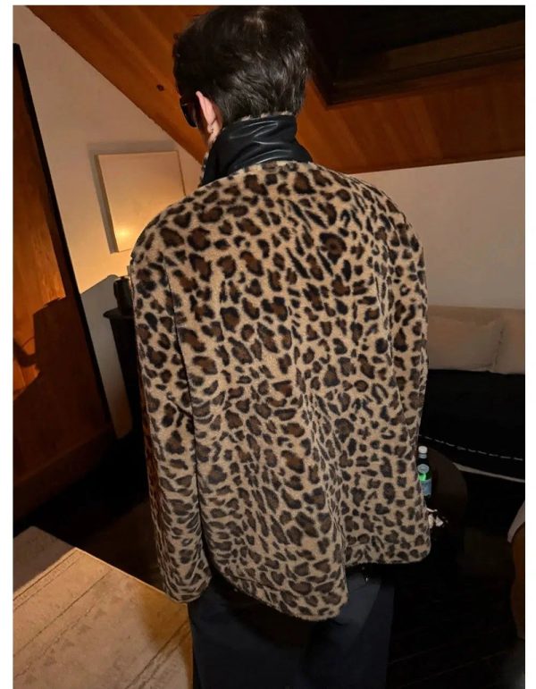 Reversible Leopard Print Leather Jacket Online Sale - Image 5