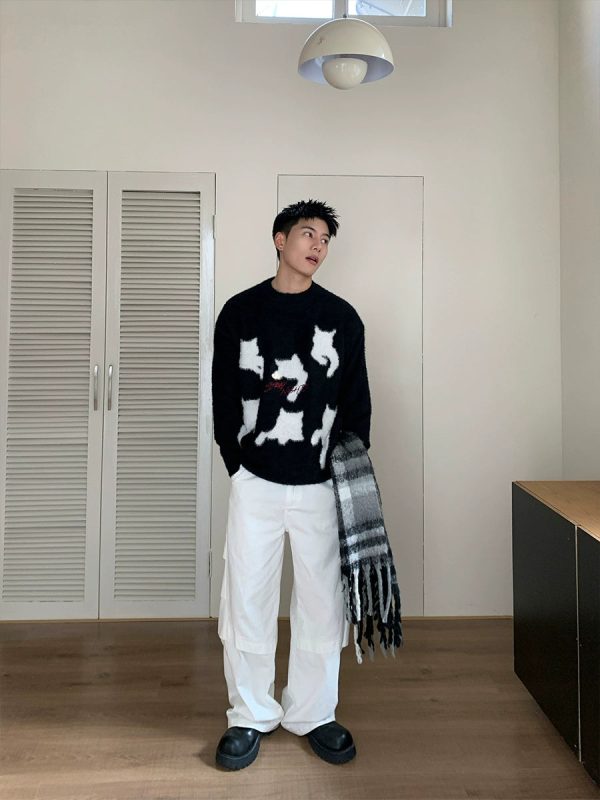 Plush Knit Cat Graphic Sweater Hot on Sale - Image 4