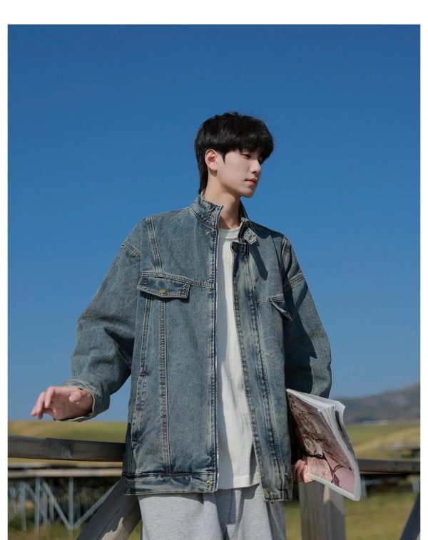 Snap Button Closure Denim Jacket For Sale