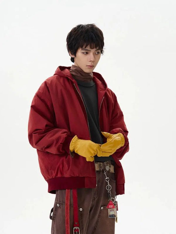 Red Hooded Jacket For Sale - Image 2