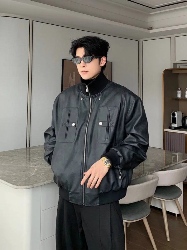 PU Leather Pilot Jacket Hot on Sale - Image 2