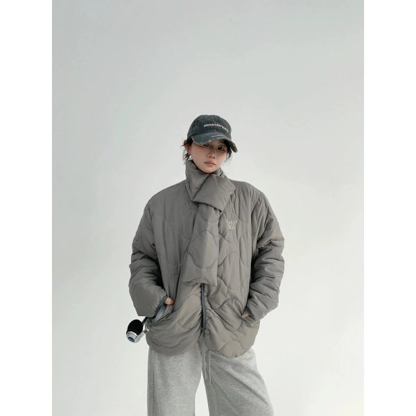 Scarf Attachment Quilted Puffer Coat Online Sale