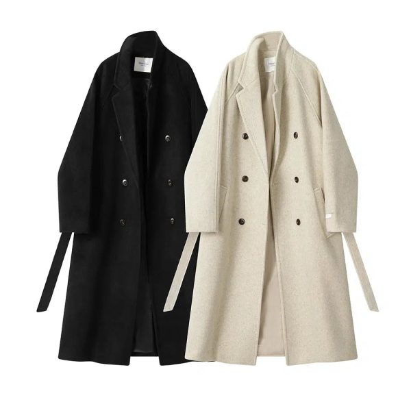 Double-Breasted Wool Coat with Belt Supply