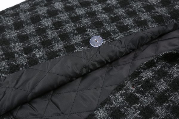 Notched Lapel Houndstooth Wool Coat Hot on Sale - Image 5