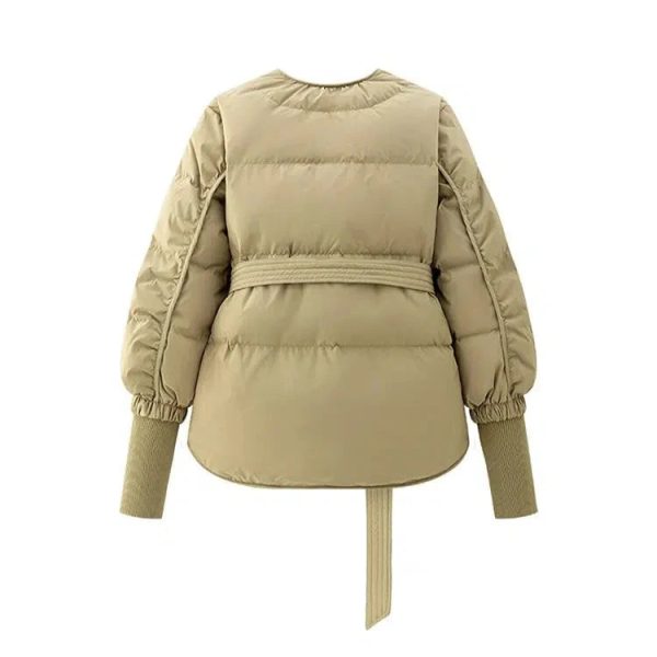 Cinched Sleeves Belted Down Jacket Online - Image 3