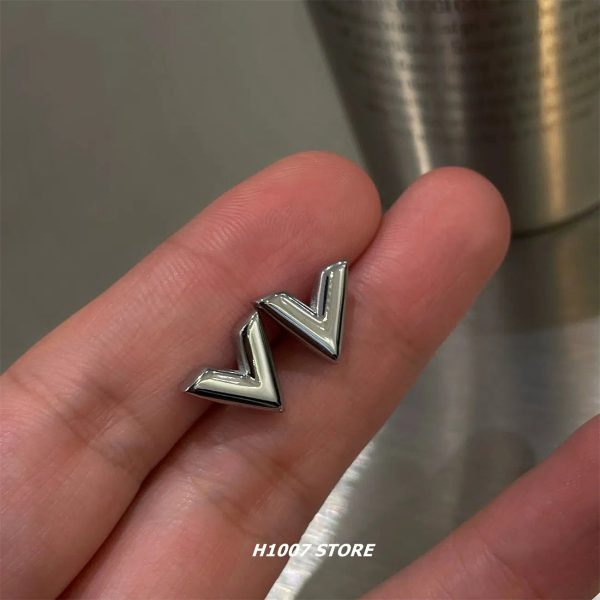 Titanium Steel V-Shaped Stud Earrings Cheap - Image 5