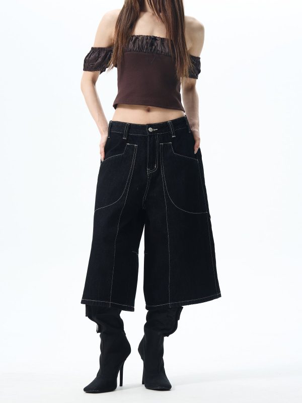 Loose Cropped Denim Pants Online Sale - Image 3